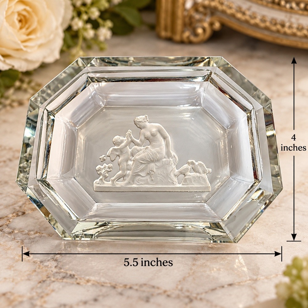 Vintage Heinrich Hoffman Intaglio Glass Dish With Open Winged Butterfly Mark
